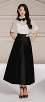 Kyla A-line High Waist Taffeta Midi Skirt - MEAN BLVD