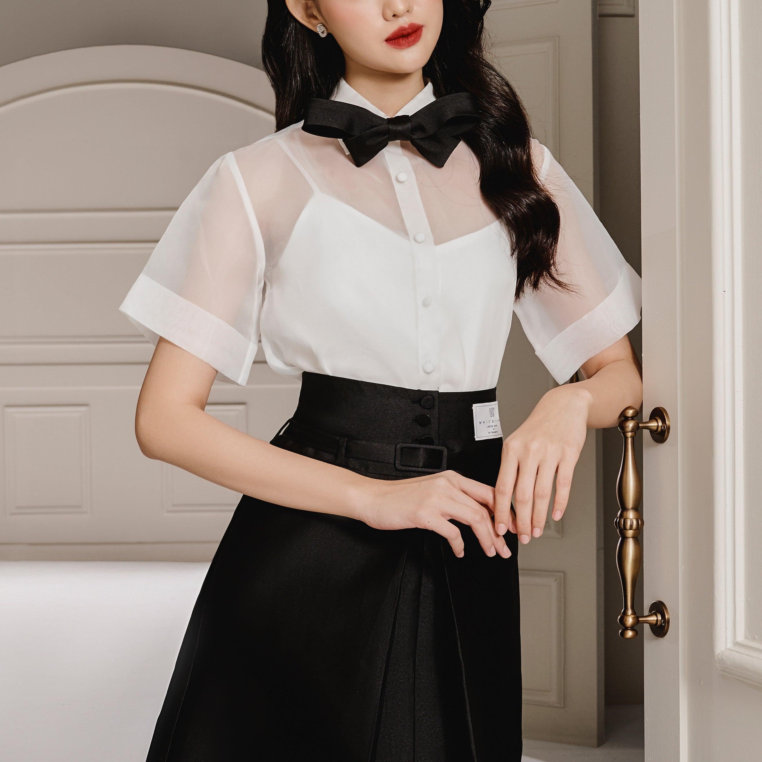 Kyla A-line High Waist Taffeta Midi Skirt - MEAN BLVD