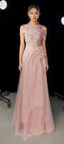 Kyleigh Layered Side Slit Mesh Silk Floor Length Dress - MEAN BLVD