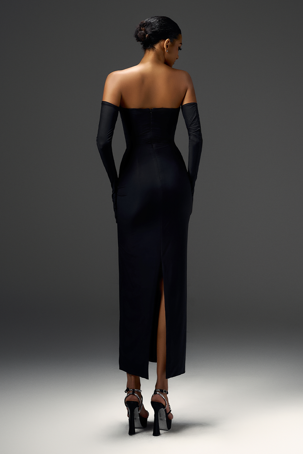 Ahmir Sheath Straight Across Neck Elastic Spandex Floor Length Dress