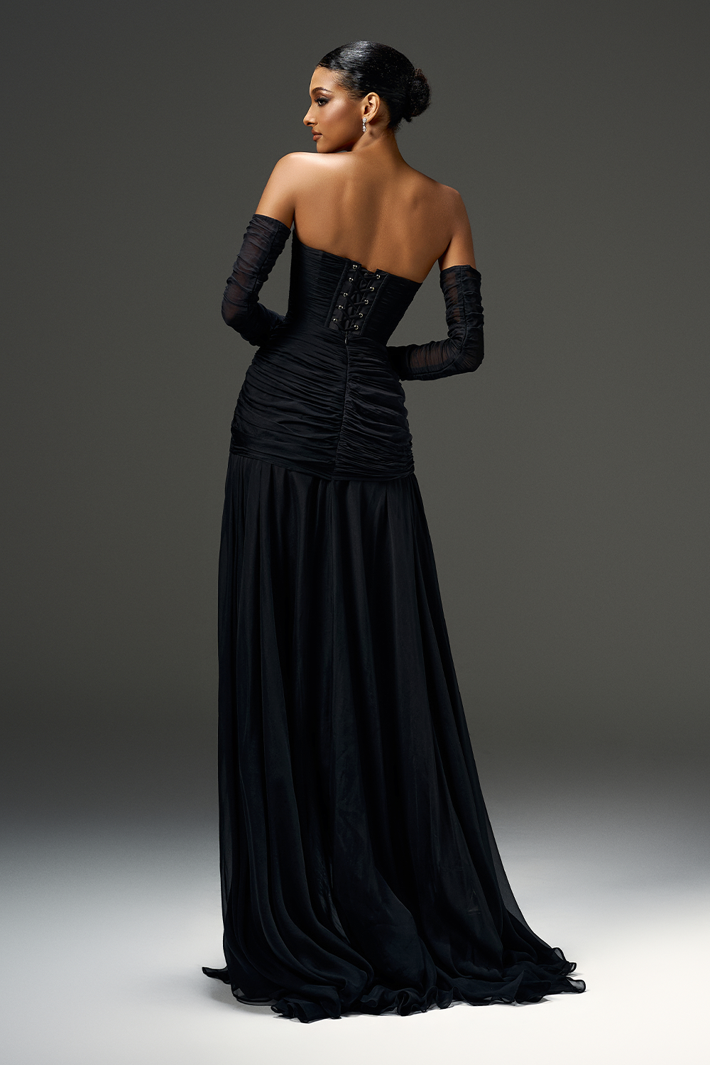 Rivka A-line Side Slit Chiffon Floor Length Dress