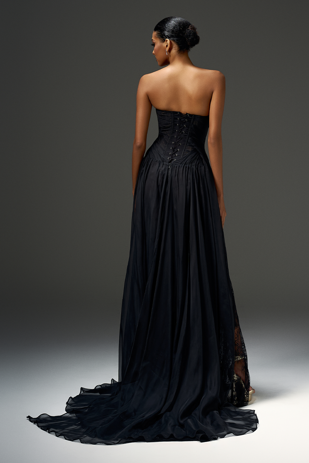 Elsie A-line Heart Neck Chiffon Floor Length Dress