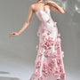 La Fleur Asymmetric Sweetheart Neck Taffeta Maxi Dress