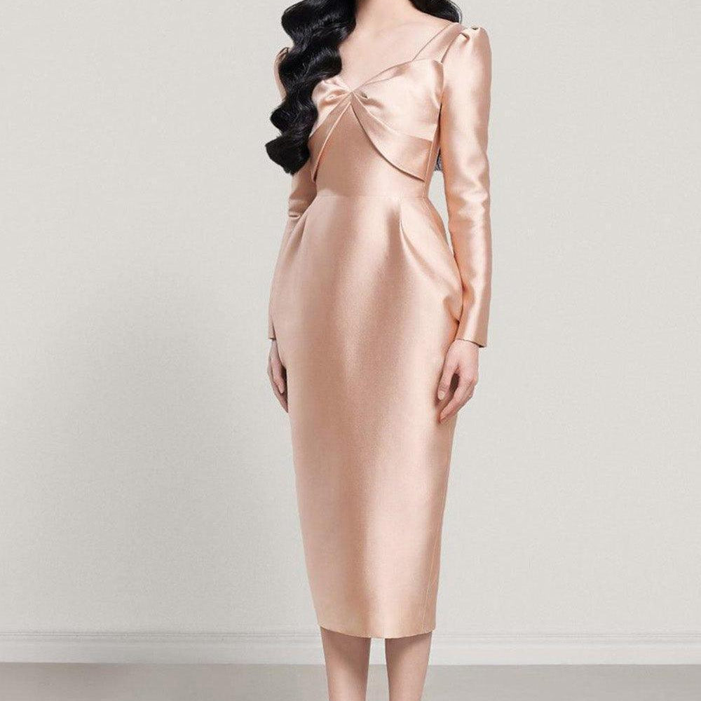 La Verne Pegged Long Sleeved Taffeta Midi Dress - MEAN BLVD