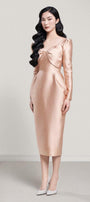 La Verne Pegged Long Sleeved Taffeta Midi Dress - MEAN BLVD