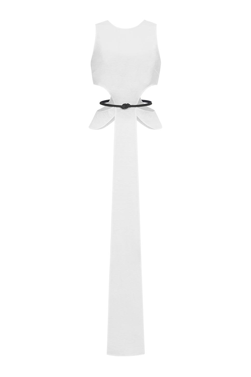 Lac Asymmetric Cut-Out Polyester Blend Ankle Length Top | MEAN BLVD