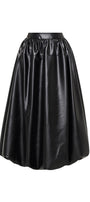 Lacey A-line Draped Leather Midi Skirt - MEAN BLVD