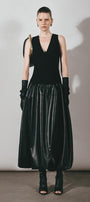 Lacey A-line Draped Leather Midi Skirt - MEAN BLVD