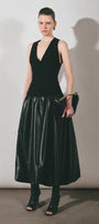 Lacey A-line Draped Leather Midi Skirt - MEAN BLVD