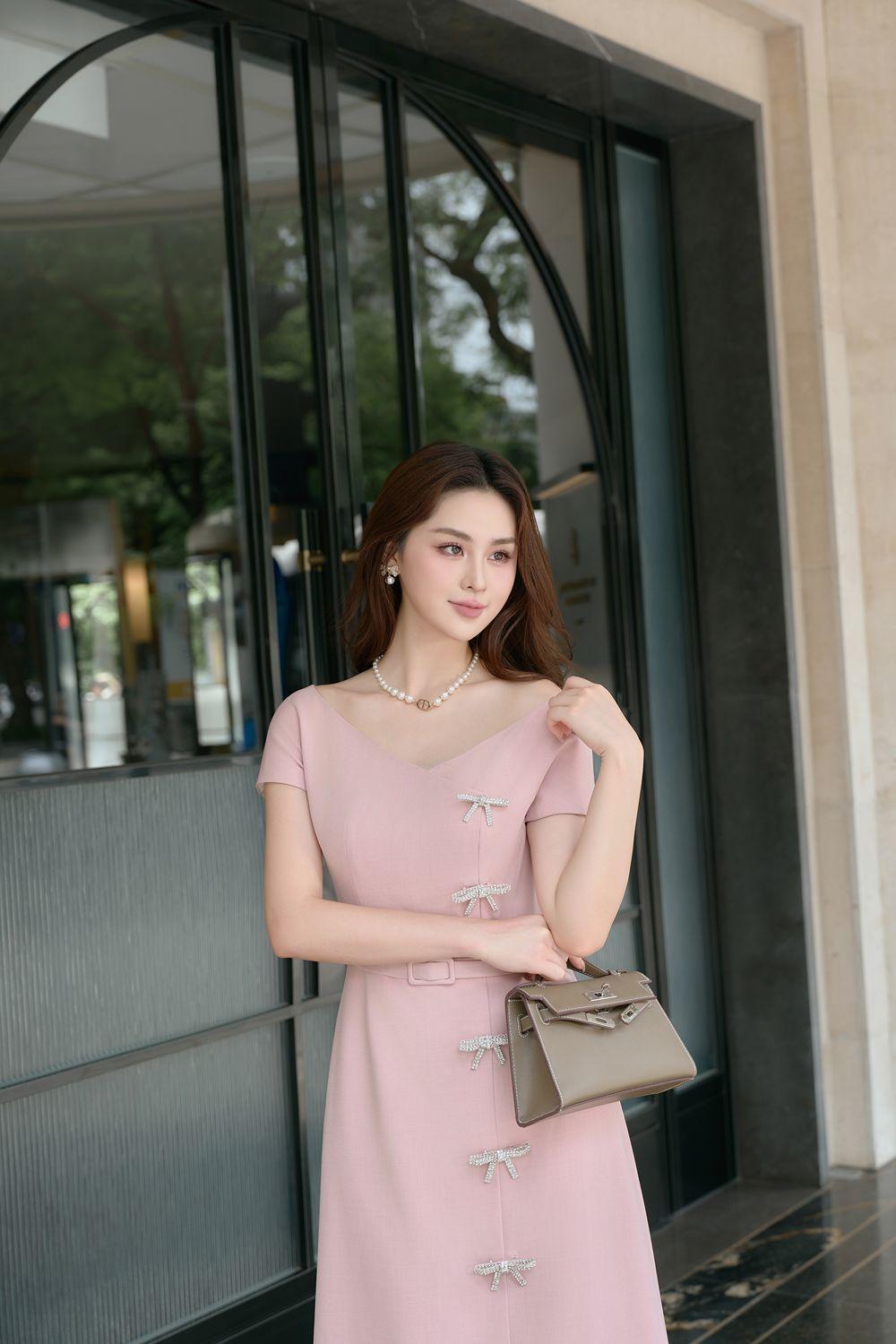 Women's Ladies A-line Short Sleeved Linen Cotton Midi Dress S/M/L Pink MEAN BLVD, Pink / S