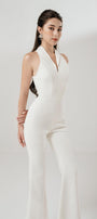 Lady Flared V-Neck Interlock Ankle Length Jumpsuit - MEAN BLVD