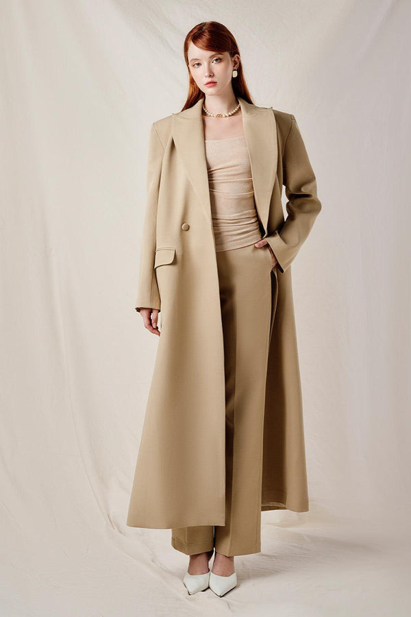 Lady Straight Peak Lapel Cotton Midi Trench Coat - MEAN BLVD