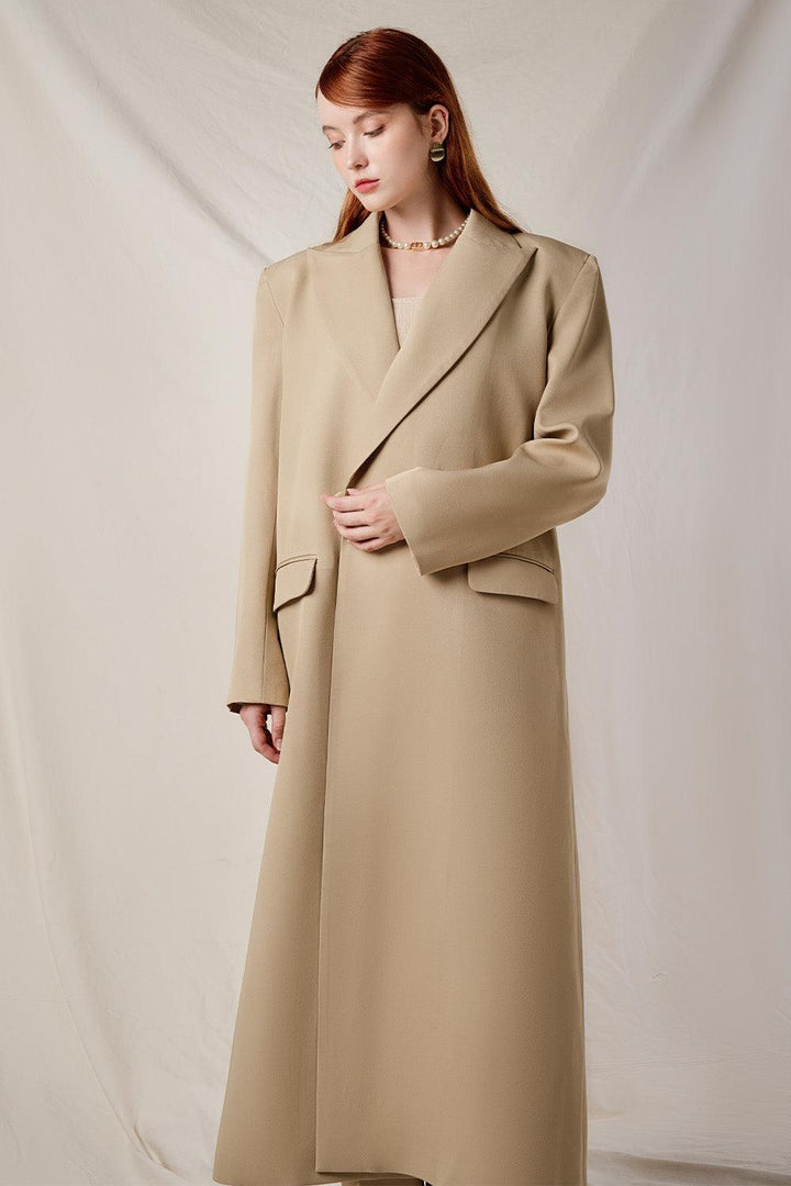 Lady Straight Peak Lapel Cotton Midi Trench Coat - MEAN BLVD