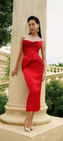 Lady Strapless Twisted Silk Midi Dress - MEAN BLVD