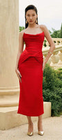 Lady Strapless Twisted Silk Midi Dress - MEAN BLVD