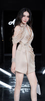 Lagen Wrap V-Neck Twinkle Taffeta Mini Dress - MEAN BLVD