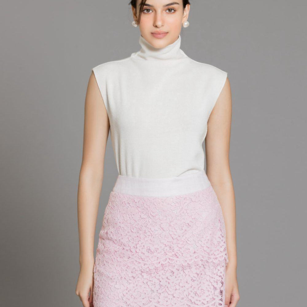 Lakelyn A-line High Waist Lace Mini Skirt - MEAN BLVD