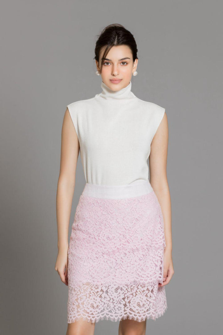 Lakelyn A-line High Waist Lace Mini Skirt - MEAN BLVD