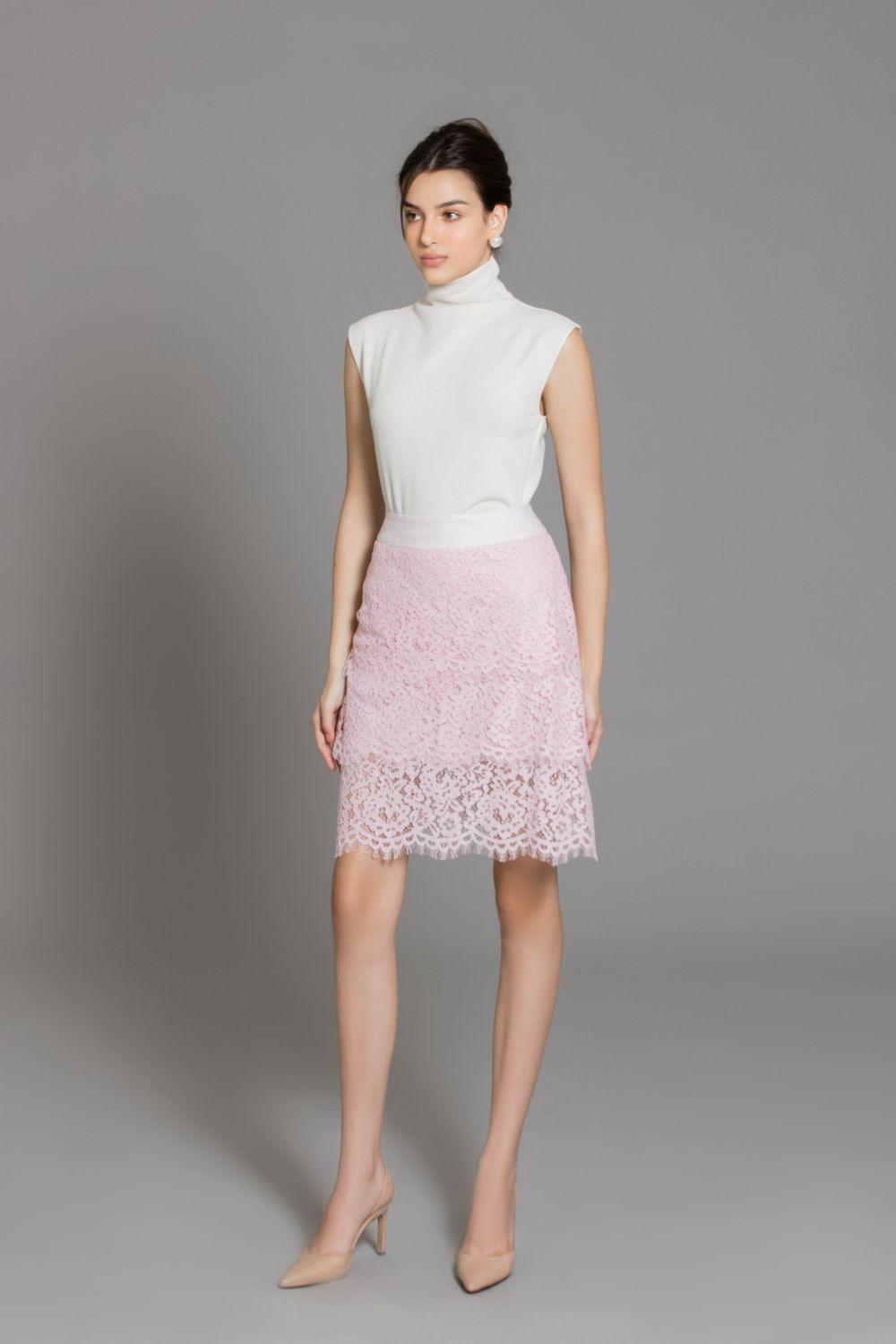 Lakelyn A-line High Waist Lace Mini Skirt - MEAN BLVD