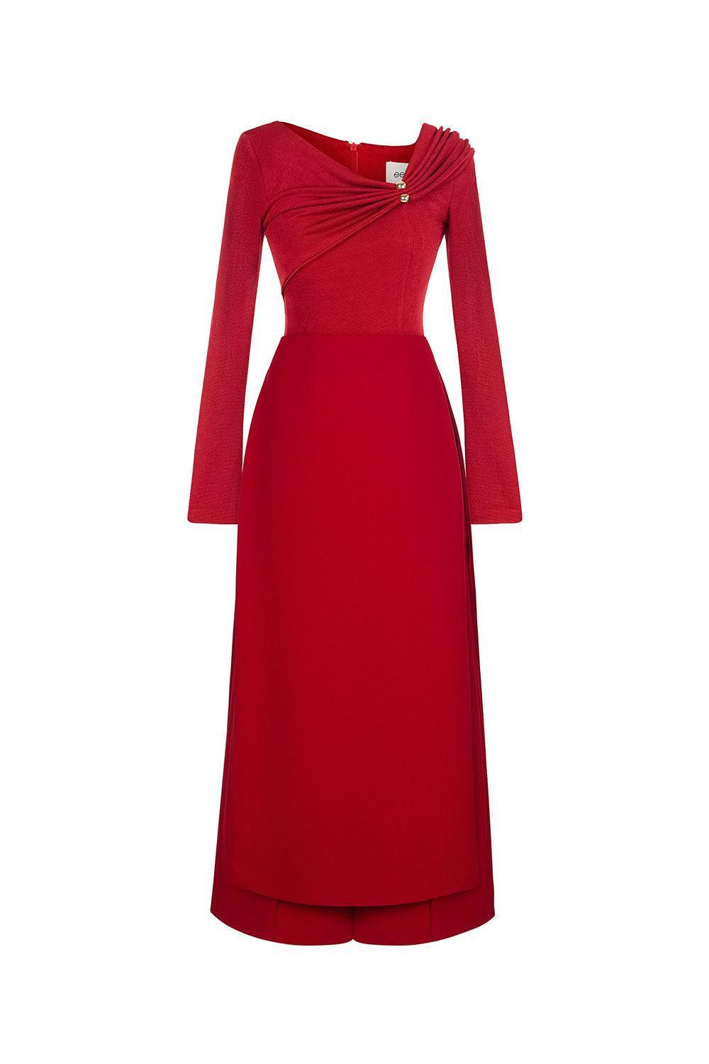 red long sleeve spandex dress SPANX Red Ponte Long Sleeve Mini Dress