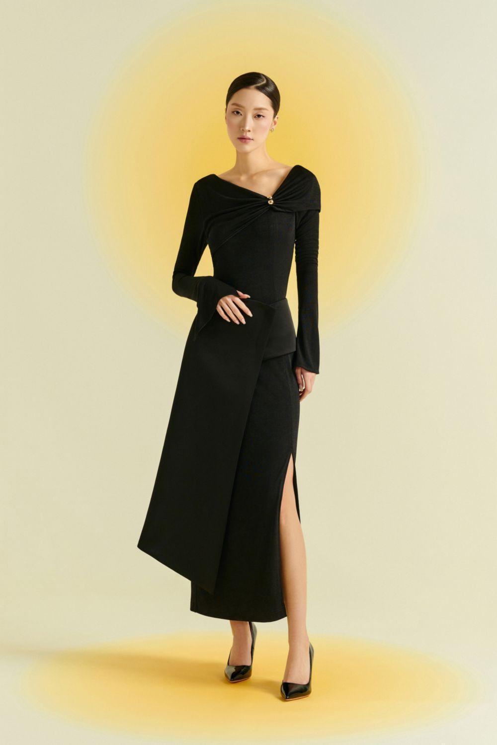 Laly Sheath Extended Flap Spandex Taffeta Ankle Length Dress - MEAN BLVD