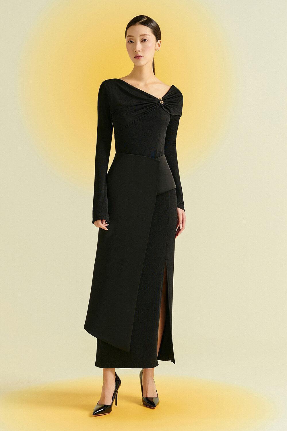 Laly Sheath Extended Flap Spandex Taffeta Ankle Length Dress - MEAN BLVD