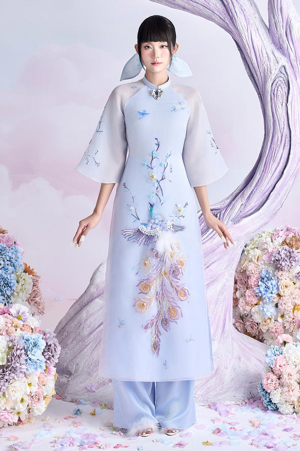 Amethys A-line Bell Sleeved Organza Floor Length Ao Dai