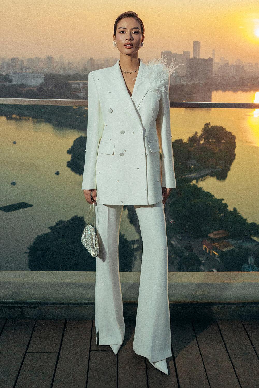 Lammy Flared Side Slit Silk Wool Floor Length Pants - MEAN BLVD