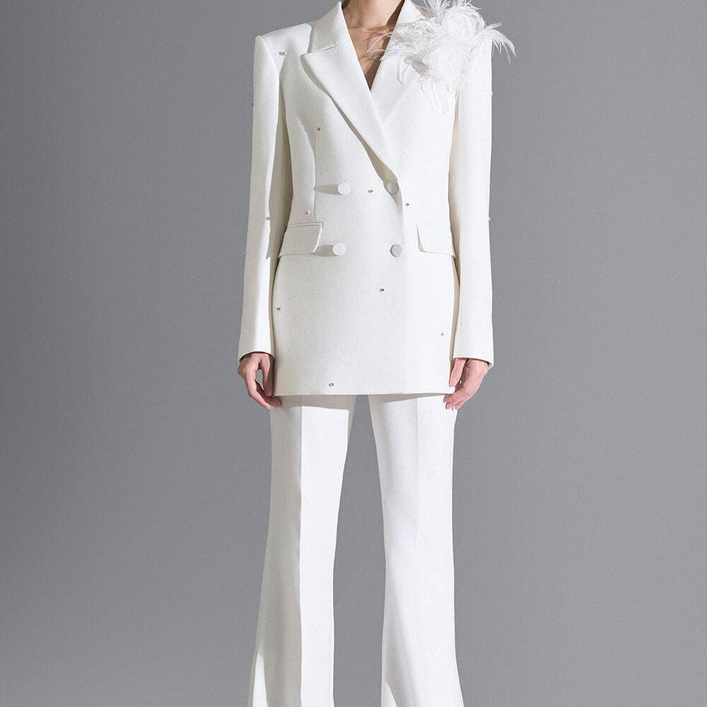 Lammy Flared Side Slit Silk Wool Floor Length Pants - MEAN BLVD