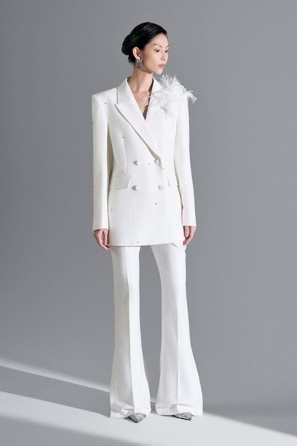 Lammy Straight Double Breasted Silk Wool Blazer - MEAN BLVD