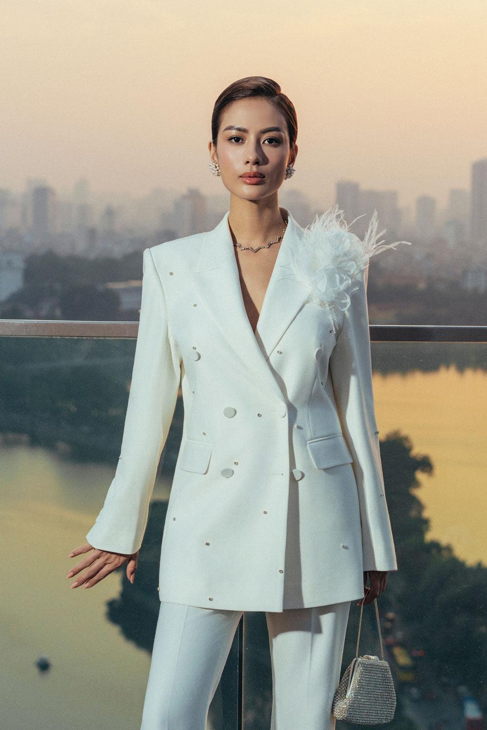 Lammy Straight Double Breasted Silk Wool Blazer - MEAN BLVD