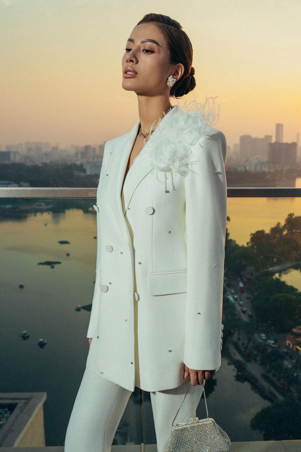 Lammy Straight Double Breasted Silk Wool Blazer - MEAN BLVD