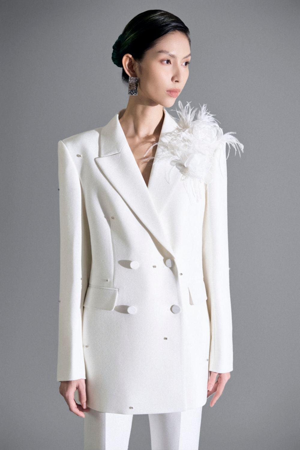 Lammy Straight Double Breasted Silk Wool Blazer - MEAN BLVD