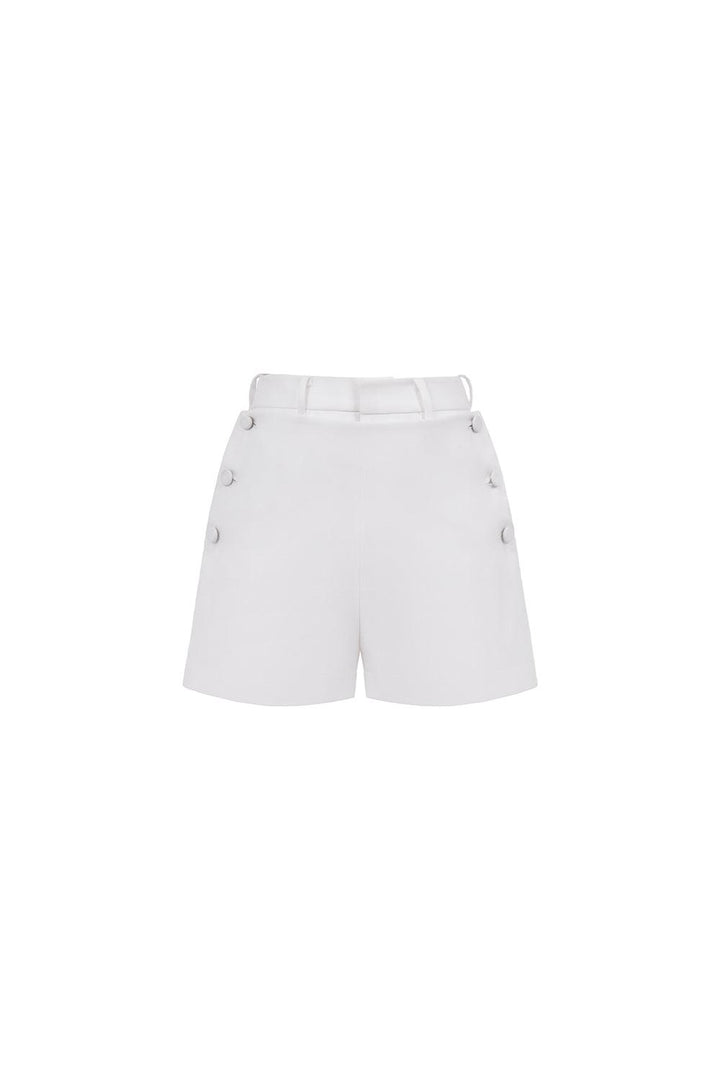 Lana Straight Button Taffeta Short Length Shorts - MEAN BLVD