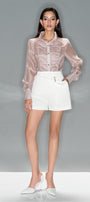 Lana Straight Button Taffeta Short Length Shorts - MEAN BLVD