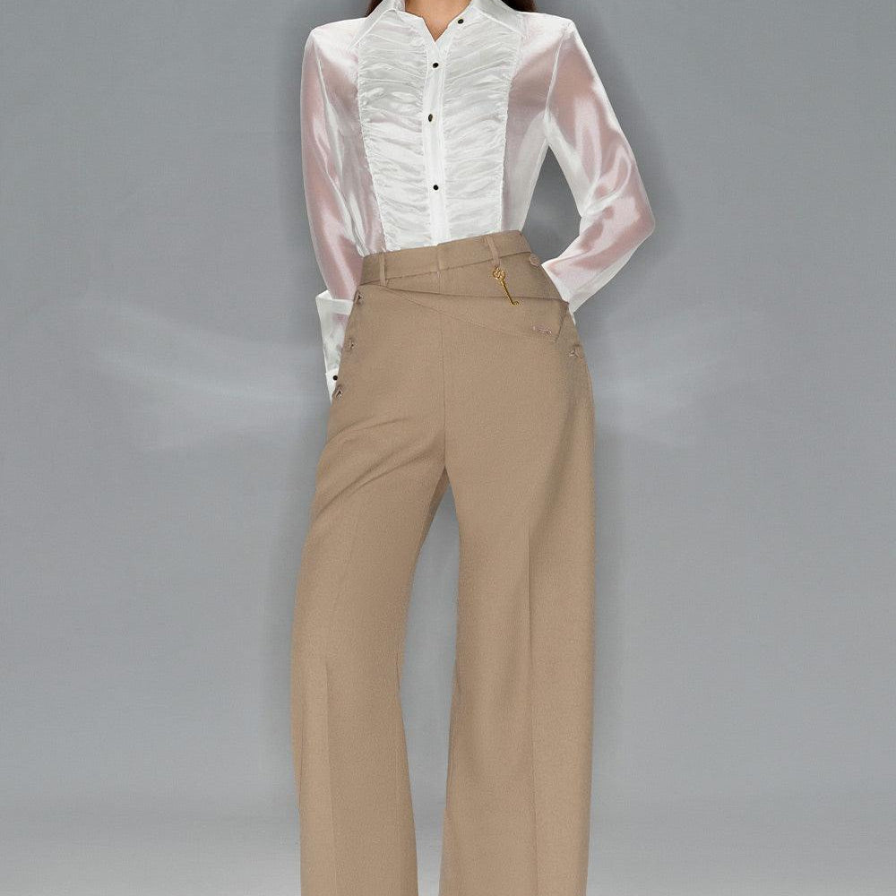 Lana Straight Gathered Chiffon Shirt - MEAN BLVD