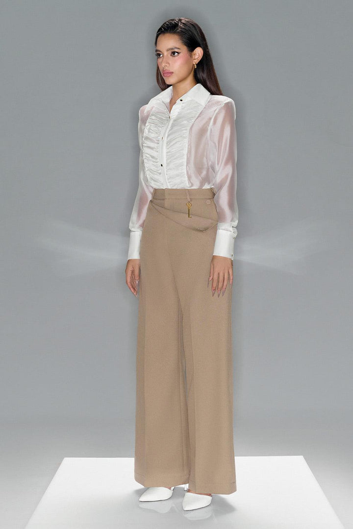 Lana Straight Gathered Chiffon Shirt - MEAN BLVD