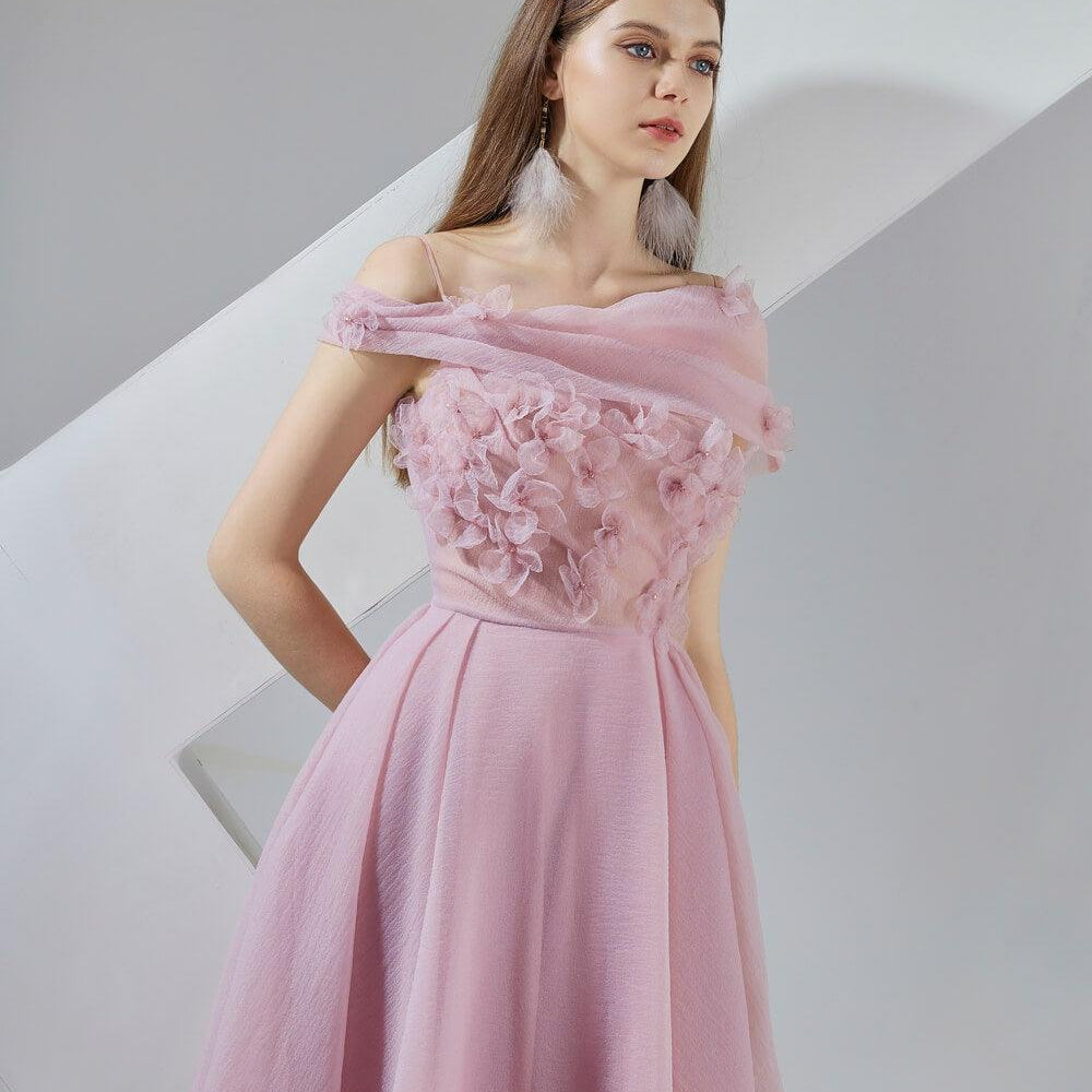 Lanney Fit and Flare Flower Applique Organza Maxi Dress - MEAN BLVD