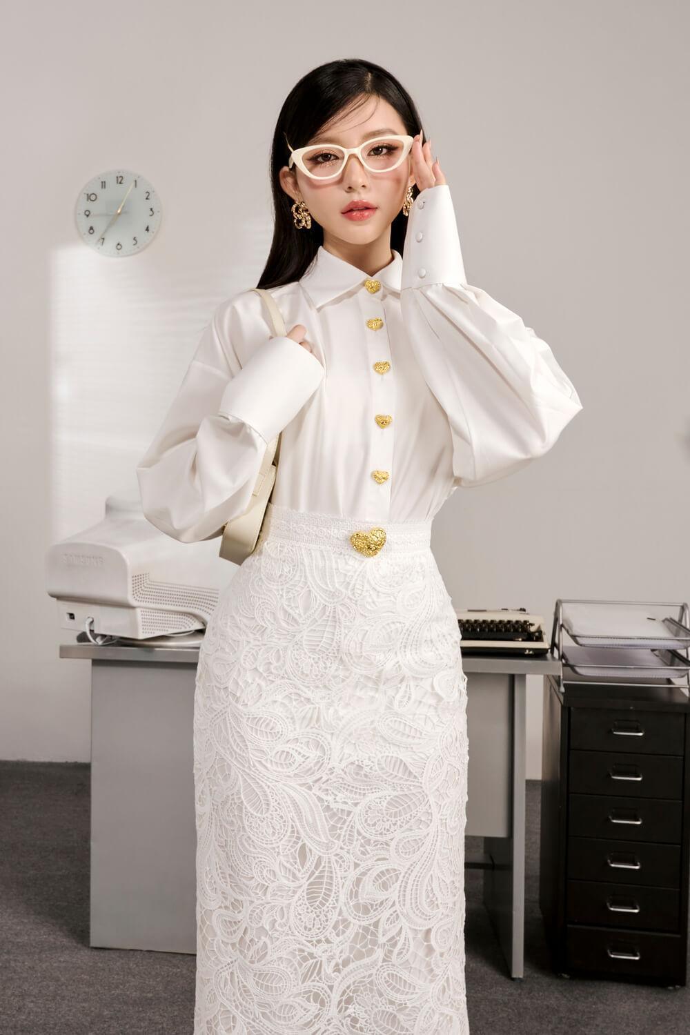 Lany Straight Bouffant Sleeved Polyester Shirt - MEAN BLVD