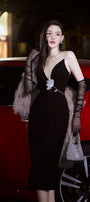 Lapina Hourglass Illusion Neck Silk Calf Length Dress - MEAN BLVD