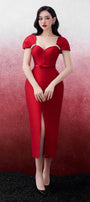 Laramie Pegged Sweetheart Neck Trerena Taffeta Midi Dress - MEAN BLVD