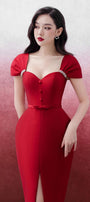 Laramie Pegged Sweetheart Neck Trerena Taffeta Midi Dress - MEAN BLVD