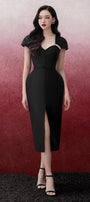 Laramie Pegged Sweetheart Neck Trerena Taffeta Midi Dress - MEAN BLVD