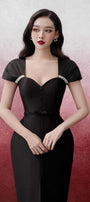 Laramie Pegged Sweetheart Neck Trerena Taffeta Midi Dress - MEAN BLVD