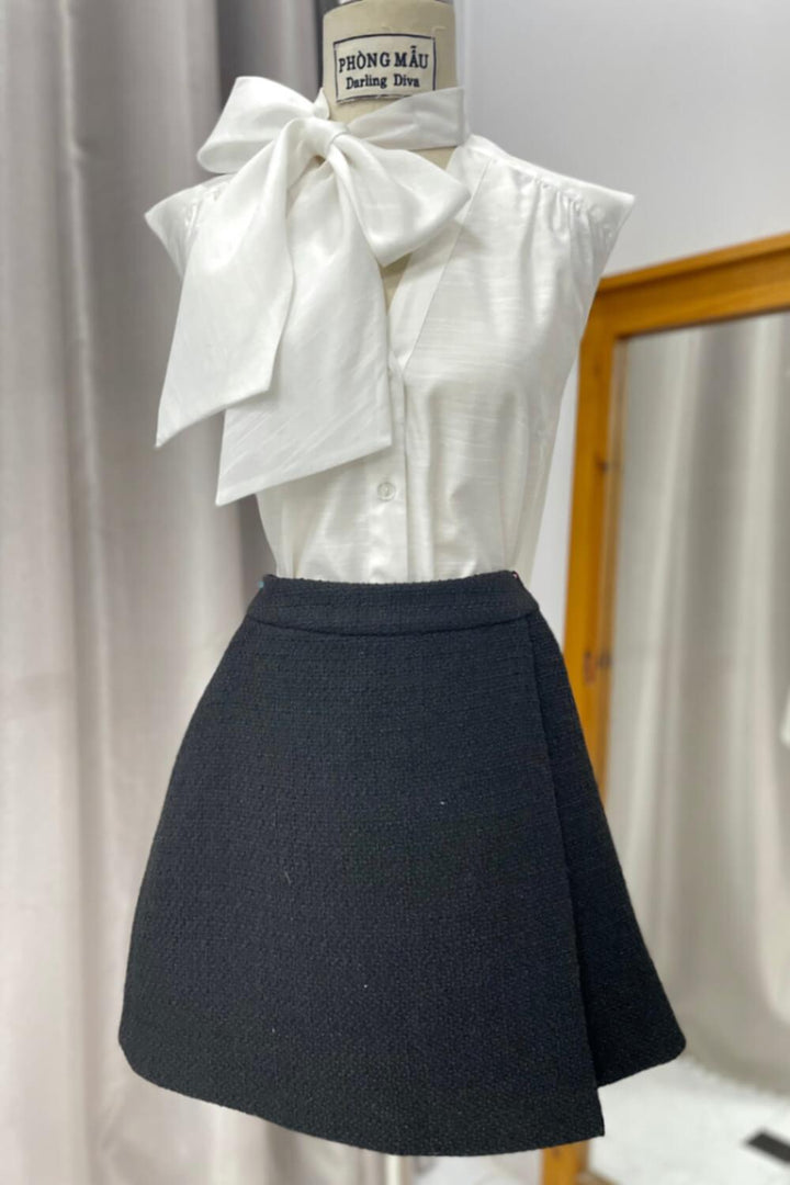 Lauder Wrap High Waist Tweed Mini Skirt - MEAN BLVD