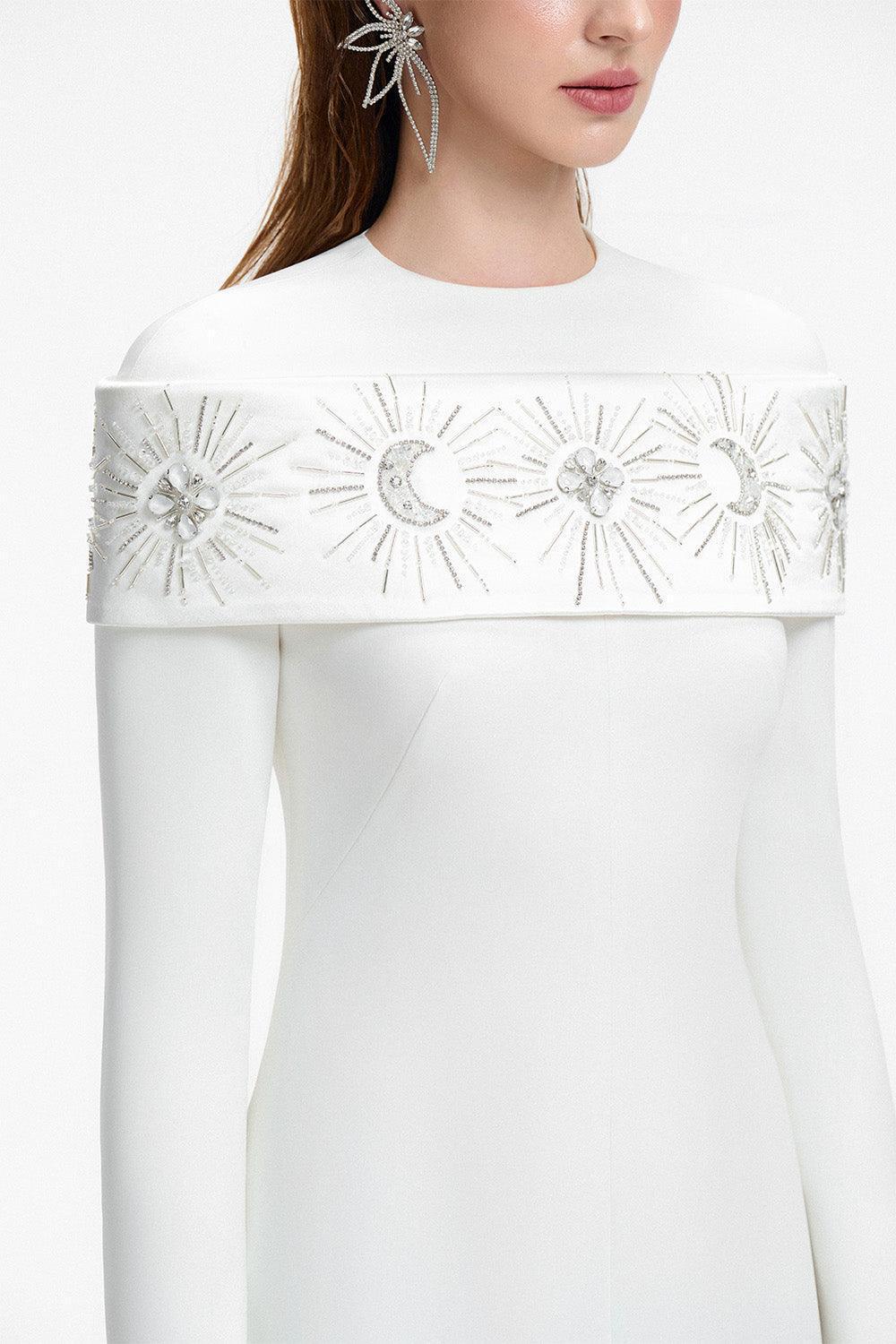 Laughter A-line Long Sleeved Crepe Floor Length Dress - MEAN BLVD