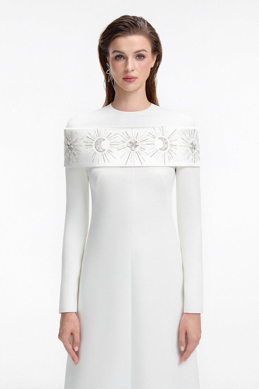 Laughter A-line Long Sleeved Crepe Floor Length Dress - MEAN BLVD