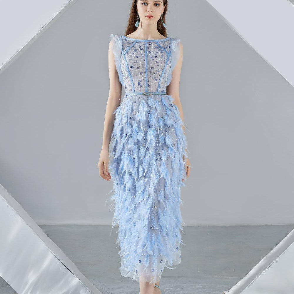 Laurel Straight Boat Neck Organza Midi Dress - MEAN BLVD
