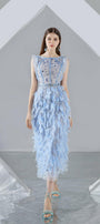 Laurel Straight Boat Neck Organza Midi Dress - MEAN BLVD