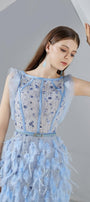 Laurel Straight Boat Neck Organza Midi Dress - MEAN BLVD